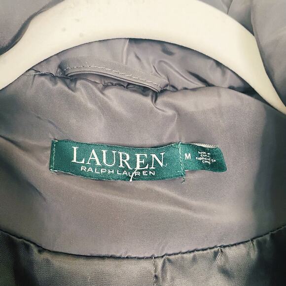 Lauren Ralph Lauren Slate Gray Belted Puffer Midi Winter Coat Jacket - Picture 4 of 6